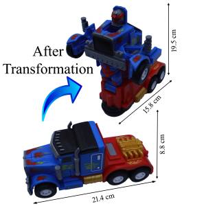 Battery Operated 360° Rotational 2 In 1 Deform Robot Transformer Truck Toy with 3D Lights, Music, Bump & Go Action