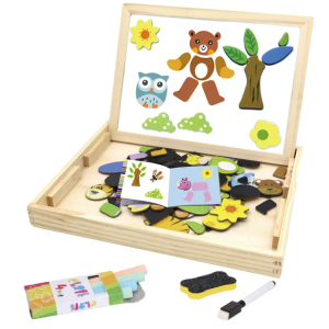 Multipurpose Double-Sided Wooden Magnetic Puzzle Board