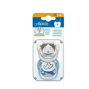 Dr Brown's  PreVent Printed Shield Soother - Stage 2, Blue, 2- Pack PV22015-SPX