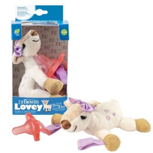 Dr Brown's Deer Lovey with Pink HappyPaci Silicone One-Piece Pacifier AC158(0-12m)
