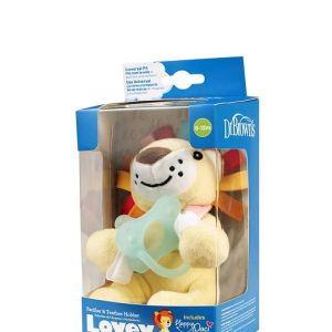 Dr. Brown's Lonny the Lion Lovey with Aqua HappyPaci Silicone One-Piece Pacifier AC121-P6- 0-12m