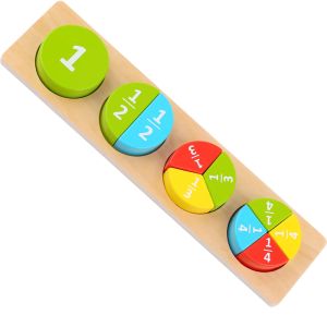 Colorful Wooden Geometric Shapes Fraction Puzzle