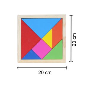 Cute Baby 20cm Colorful Wooden Tangram Traditional Brainstorming Game, Early Learning & Educational Intelligent Geometry Blocks Jigsaw Puzzle Toys for Kid