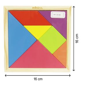 Cute Baby 16cm Colorful Wooden Tangram Traditional Brainstorming Game, Early Learning & Educational Intelligent Geometry Blocks Jigsaw Puzzle Toys for Kid