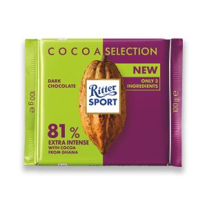 Ritter Sport Cocoa Selection 81% Extra Intense Chocolate 100Gm