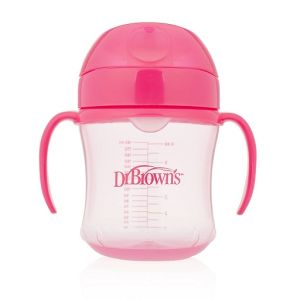 Dr. Brown's Tc61003-Intl 6 Oz / 180 Ml Soft-Spout Transition Cup W/ Handles - Pink (6M+)