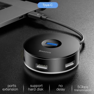 BASEUS Round Box Hub Adapter Type C to USB3.0*1+USB2.0*3 Converter