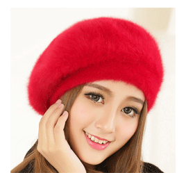 Pretty Secrets Women Woolen Angora Beret Winter Stylish Red Cap