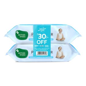 Mother Sparsh 99% Pure Water Baby Wipes 72 Sheets Combo ( Pack Of 2)