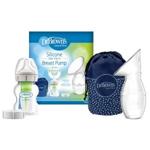 Dr. Brown's Silicone One-Piece Breast Pump BF035 with, 5 oz/150 ml Wide-Neck Bottle
