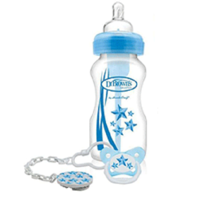 Dr Brown's Wide-Neck Option Baby Blue Bottle With Soother Gift set-9oz WB91406-INTLX