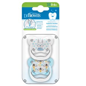 Dr Brown's Prevent Butterfly Soother Stage 1 Blue 2-Pack Pv12402-Spx (0-6m)