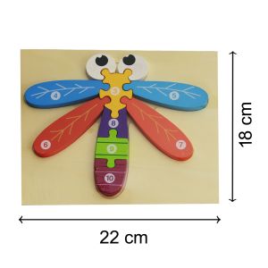 Cute Baby Colorful Wooden Dragonfly Shaped Puzzle, Numerical Number (1-10) Early Learning & Education Cognition Toys Jigsaw Montessori Puzzle for Kid