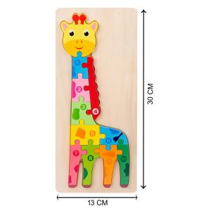 Cute Baby Colorful Wooden Giraffe Shaped Puzzle, Numerical Number (1-10) Early Learning & Education Cognition Toys Jigsaw Montessori Puzzle for Kids