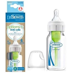 Dr. Brown's 4 oz/120 mL Options+ Glass Narrow Anti-Colic Baby Bottle , 1-Pack SB41001-P4