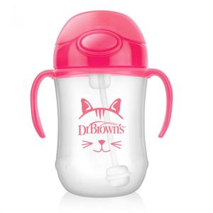 Dr. Brown's TC91011-Intl 9 Oz/270 Ml Baby's First Straw Cup - Pink (6M+)