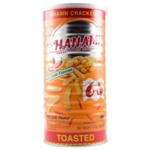Hanami Prawn Crackers Hot Chilli Can 110Gm Tin