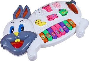 Multicolored Rabbit Battery Operated Piano/Baby Piano | Baby Musical Toy Piano For 3+ Age | Light Music Piano Toy
