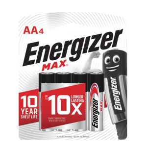 Energizer MAX Alkaline Battery AA Pack of 4