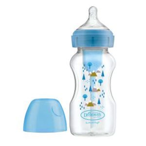 Dr Brown's 9 oz/270 mL Wide-Neck Options+ Bottle, Blue alpine deco, 1-Pack WB91802- INTLX