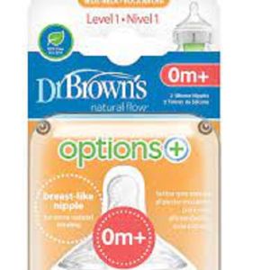 Dr. Brown's Wn1201-Intl Level 1 Wide-Neck Silicone Nipple 2-Pack (0-3months)