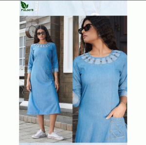 FuLoo Lighter Denim Western Kurti 1011