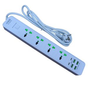 Urja (Q5U-2M) 4 Port, 4 USB & 2 Port PD charging slot Surge Protector - 2500W (10-16A) Universal Extension Multiplug