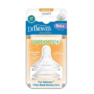 Dr. Brown's Wn4201-Intl Level 4 Wide-Neck Silicone Nipple 2-Pack