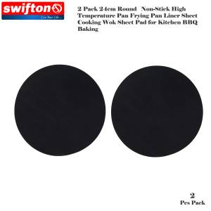 Swifton 2 Pack 24cm Round Non-Stick High Temperature Pan Frying Pan Liner Sheet Cooking Wok Sheet Pad for Kitchen BBQ Baking