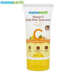 Mamaearth Vitamin C Daily Glow Sunscreen with Vitamin C & Turmeric for Sun Protection & Glow 50Gm