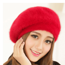 Pretty Secrets Women Woolen Angora Beret Winter Stylish Red Cap