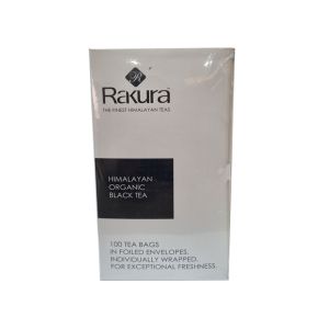 Rakura Himalayan Organic Black Tea 100Tea Bags in Foiled Envelopes Individually wrapped for Exceptional Freshness