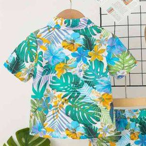 Hawaiian Print Half Shirt For Boys