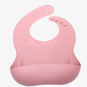 Peek A Boo Pink Color Silicone Adjustable Waterproof Baby Bib