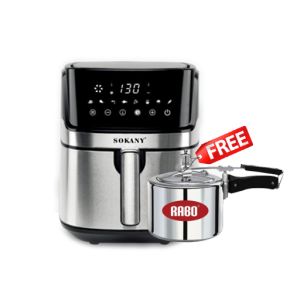 Sokany 8Ltr. Smart Digital Touch Control Air Fryer [3Ltr. Induction Base Pressure Cooker FREE]