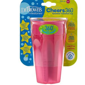 Dr Brown's Smooth Wall Cheers360 w/Handles, 10 oz/300 mL, Pink Ladybug TC11001