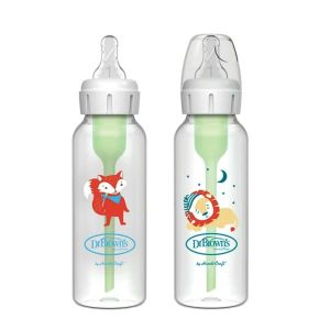 Dr Brown's 8oz/250ml Options+ Anti-Colic Bottles, Animal Deco, 2-pack Sb82034-P4