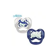 Dr Brown's Advantage Pacifiers, Stage 2, Glow in the Dark, Blue, 2-Pack PA22004- INTL(6-18m)