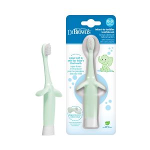 Dr Brown's Infant-to-Toddler Toothbrush, Elephant, Mint, 1- Pack HG016 (0-3years)