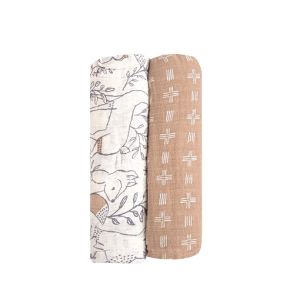 Crane baby Ezra 2pc. Swaddle Wraps (Copper Dash & Ezra Print) BC-110SWS