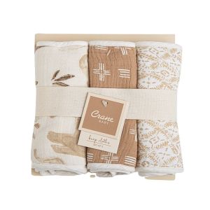 Crane baby Kendi 3 pc. Burp Cloths BC-120BCS