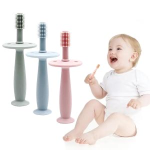 360° Silicone Baby Toothbrush with Suction Base – Anti-Choke Design, Teething Relief & Safe for Toddlers