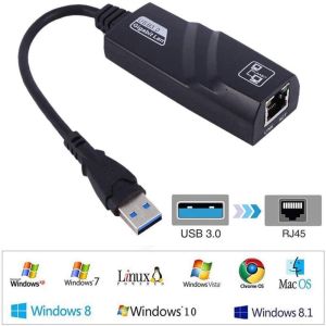 USB 3.0 Male to Ethernet Adapter, Driver Free Network RJ45 LAN Wired Gigabit Ethernet Adapter