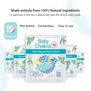 BabyChakra 100% Natural Vapour Patches for babies with Eucalyptus & Peppermint Oil | Camphor Free | Quick Relief from runny nose & nasal congestion | Lasts Up to 8 Hrs