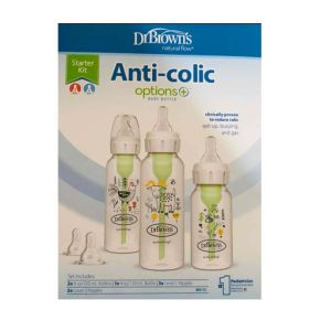 Dr Brown's PP Narrow Anti-Colic Options+ Baby Bottle Starter Kit w/ Designs (1x120 & 2x250 mL bottles, 2xL2 nipples, 1 cleaning brush)  SB03007-ESX