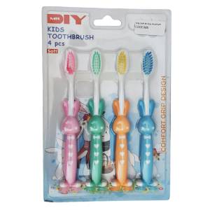 Soft & Flexible MR DIY Rabbit Handle Toothbrush 4 Pieces for Baby Oral Care