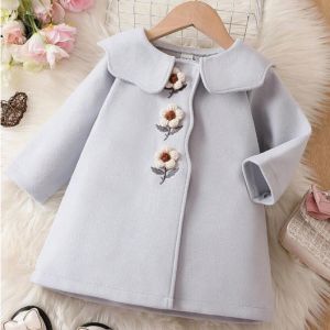 Girls Magic Collar Floral Embroidered Coat