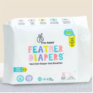 R for Rabbit Feather Diapers XS ( Tape Style)-DFD0R44 ( <5kgs)