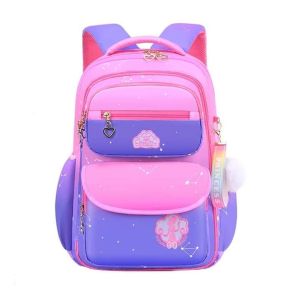 Pink School Bagpack with Heart Chain