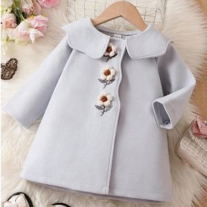 Girls Magic Collar Floral Embroidered Coat